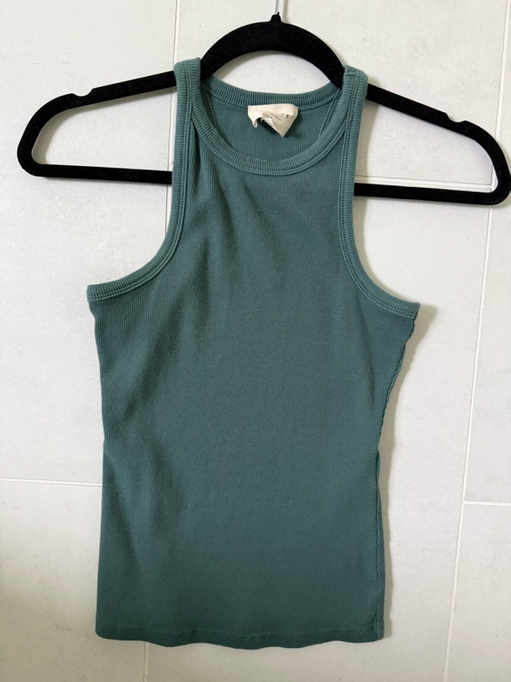 Sézane Green Ribbed Racerback Tank Top - Picture 3 of 4